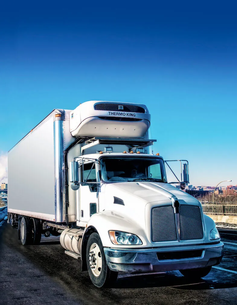 Refrigerated box truck with a Thermo King unit